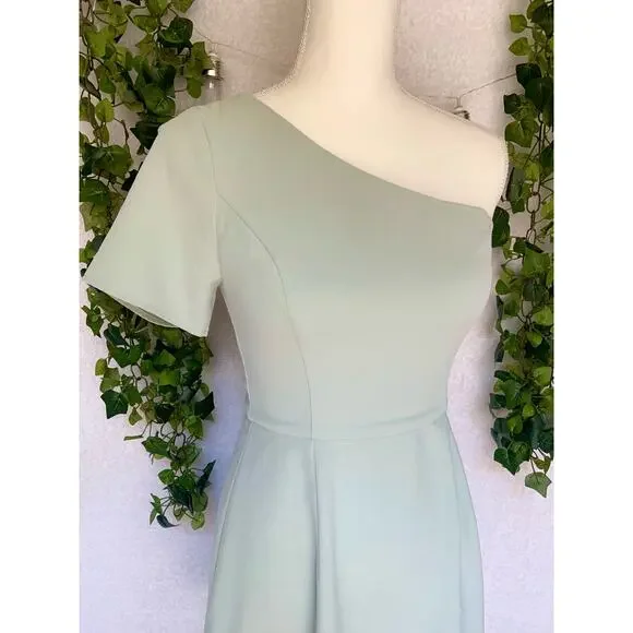 TCEC Pastel Green Asymmetrical One Shoulder Ruffle Mini Dress Women's Small - Picture 3 of 10